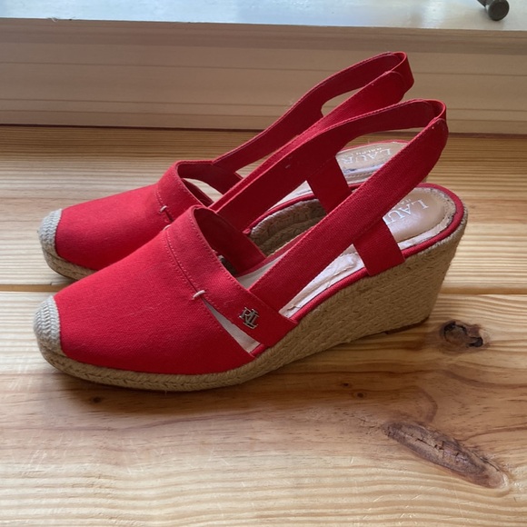 Women’s Ralph Lauren Penelopie Sport Red Wedge - Picture 5 of 6